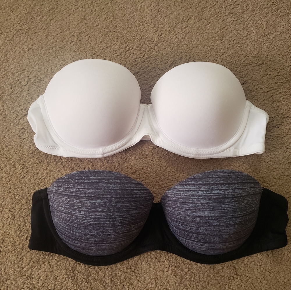 Two strapless bras